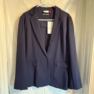 Wilson Unbound‎ Blazer Jacket Women's Xl Navy Preppy Sporty Comfort Large NWT